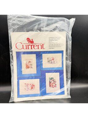 Current Critters Counted Cross Stitch Christmas Cards Kit Set 4 Vtg NOS Sealed